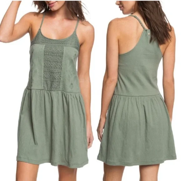 Roxy Beaches Strappy Embroidered Blue Racerback Dress - Picture 13 of 14